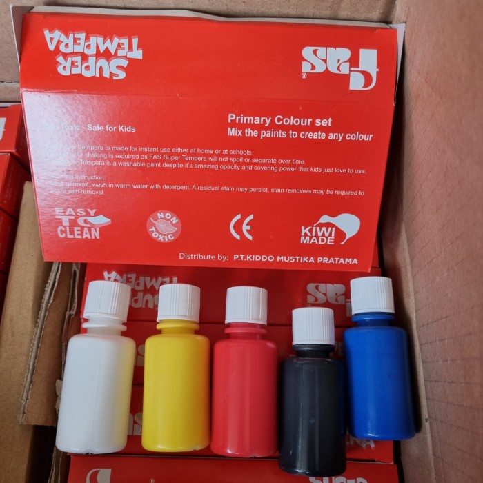 

Fas Super Tempera 5 pc 30 ml Washable Finger Paint Cat Air Anak Impor