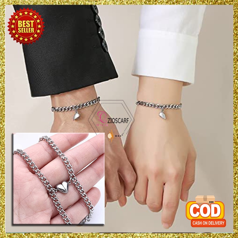 Gelang Couple Aesthetic Pasangan Magnet Bestie Rantai Aksen Love Gaya Korea Aksesoris Perhiasan Lucu GLG17