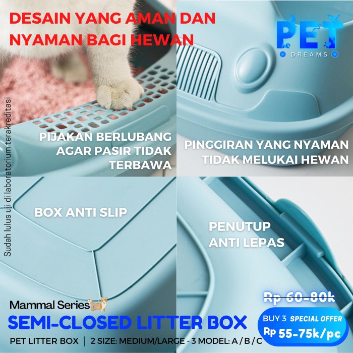 CAT LITTER BOX TOILET TEMPAT PUP BAK PASIR KECIL JUMBO KOTAK LITER POOP KUCING KITTEN SEROKAN SEKOP