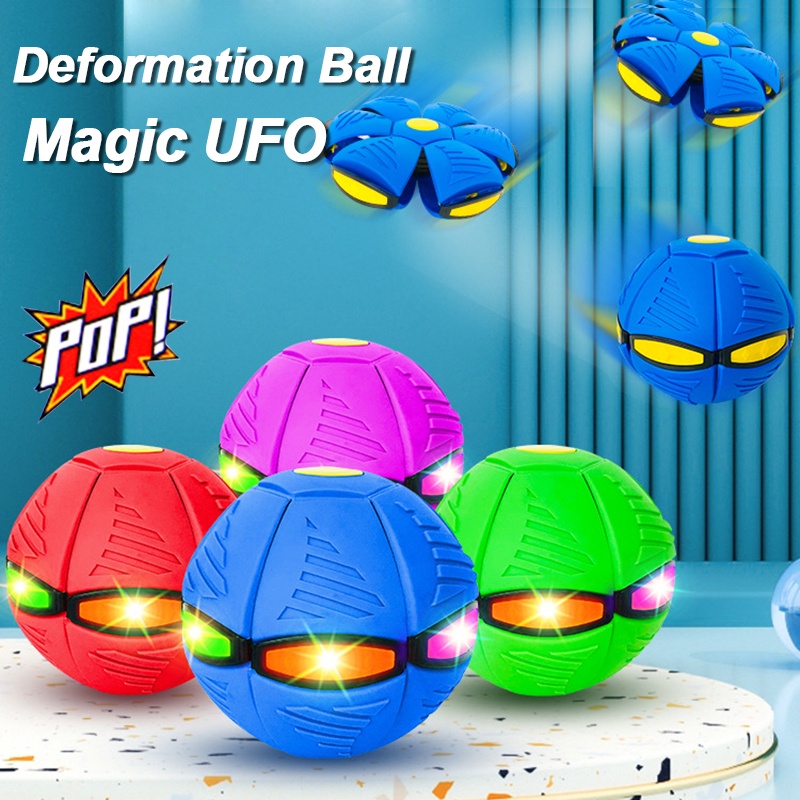 Ufo Magic Flying Saucer Ball UFO Flat Throw Disc Ball Dengan Lampu LED Mainan Anak Olahraga Outdoor Pantai Game Bola