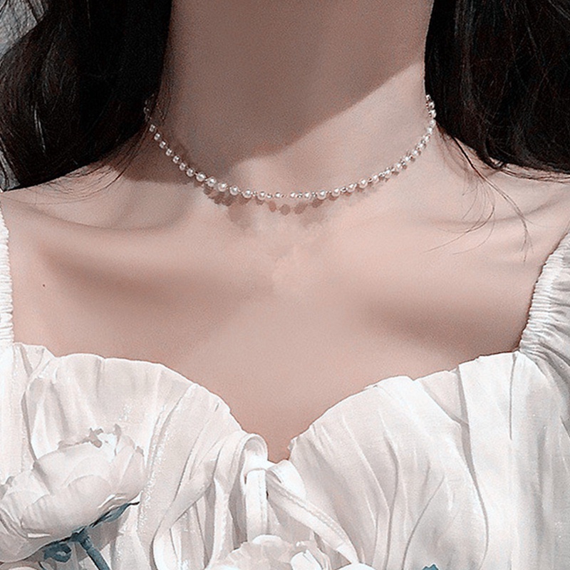 Manik-manik Baru Rantai Leher Kpop Mutiara Choker Kalung Warna Emas Goth Chocker Perhiasan Di Leher Liontin Kerah Untuk Wanita