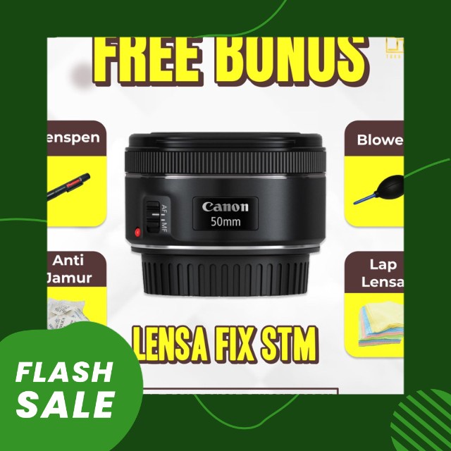 BAROKAHSELLER / LENSA FIX CANON  STM 50MM F1.8 MULUS LENSA FIX BOKEH KAYAK BARU