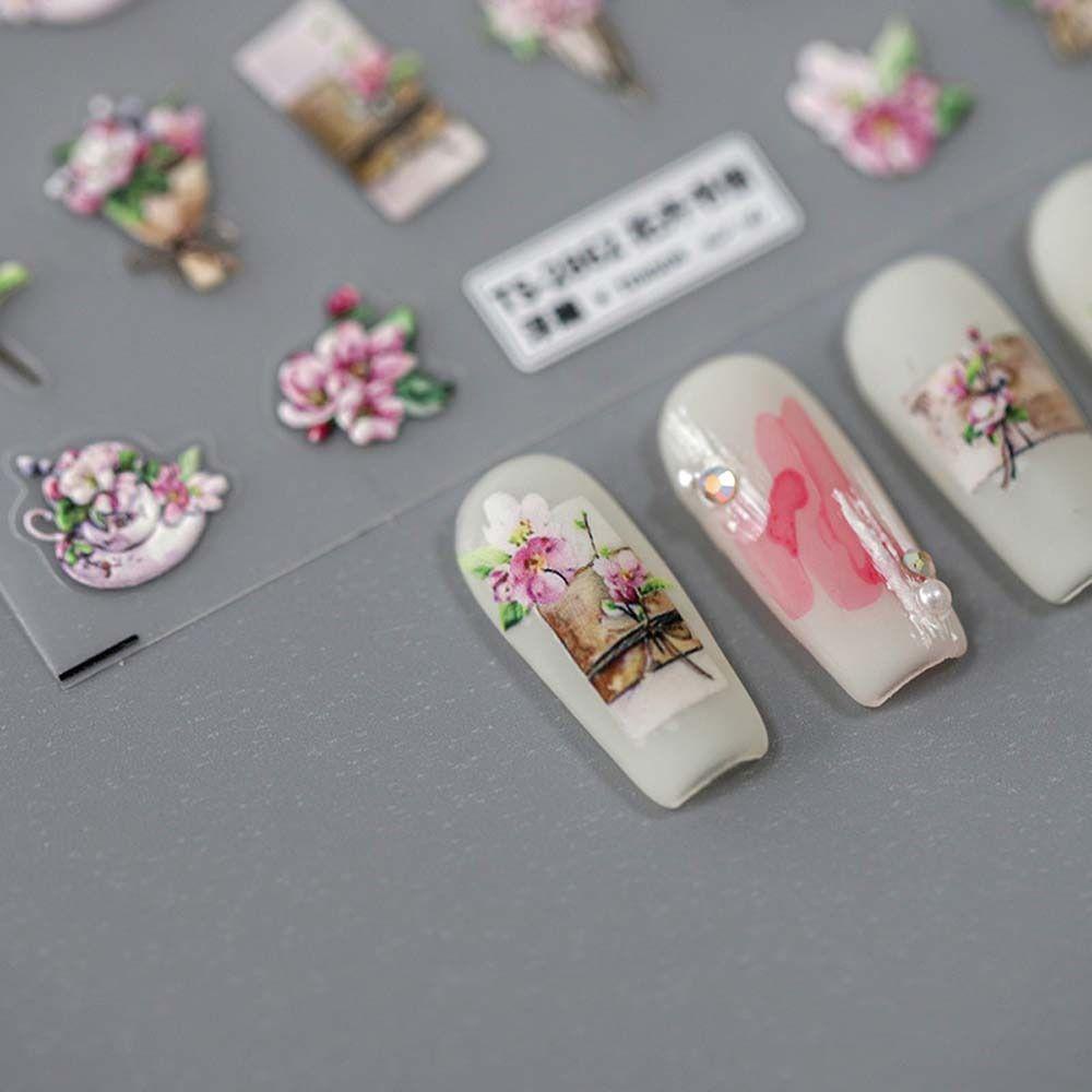 Stiker Kuku Bunga Agustina Fashion DIY Nail Art Relief Self Adhesive Dekorasi Kuku