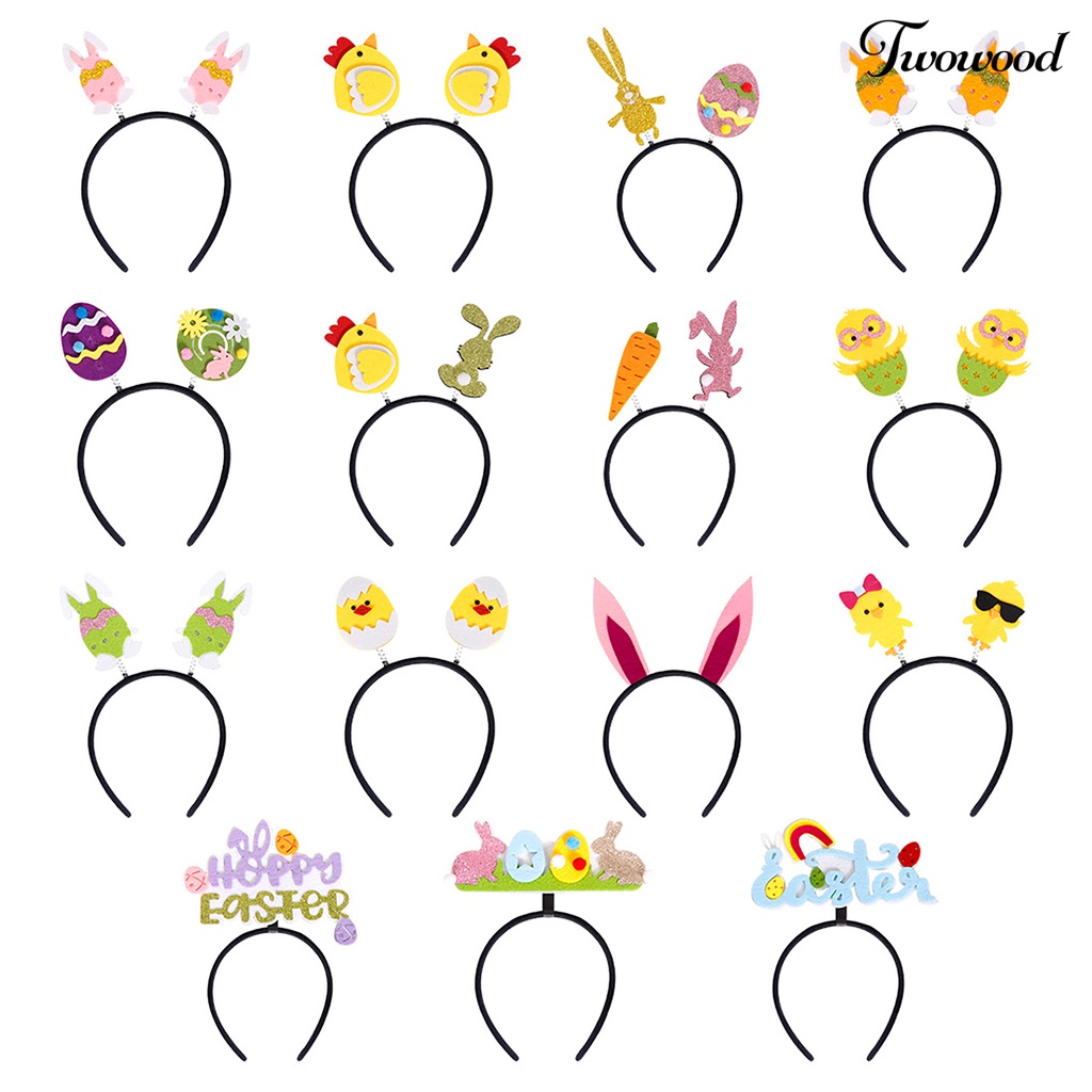 Twowood easter Headband Elastis Desain Kartun Indah Happy-easter Adorable Head Hoop Festival Props