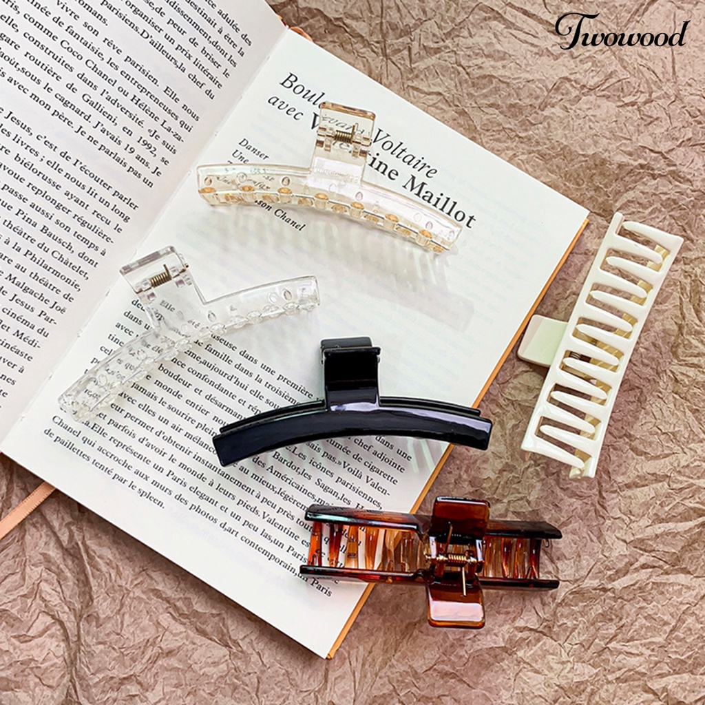 Twowood Hair Clip Ultralight Gigi Kuat Warna Solid Daya Tahan Tinggi Tepi Halus Dress-up Penjepit Rambut Plastik Wanita Hiasan Kepala Untuk Wanita