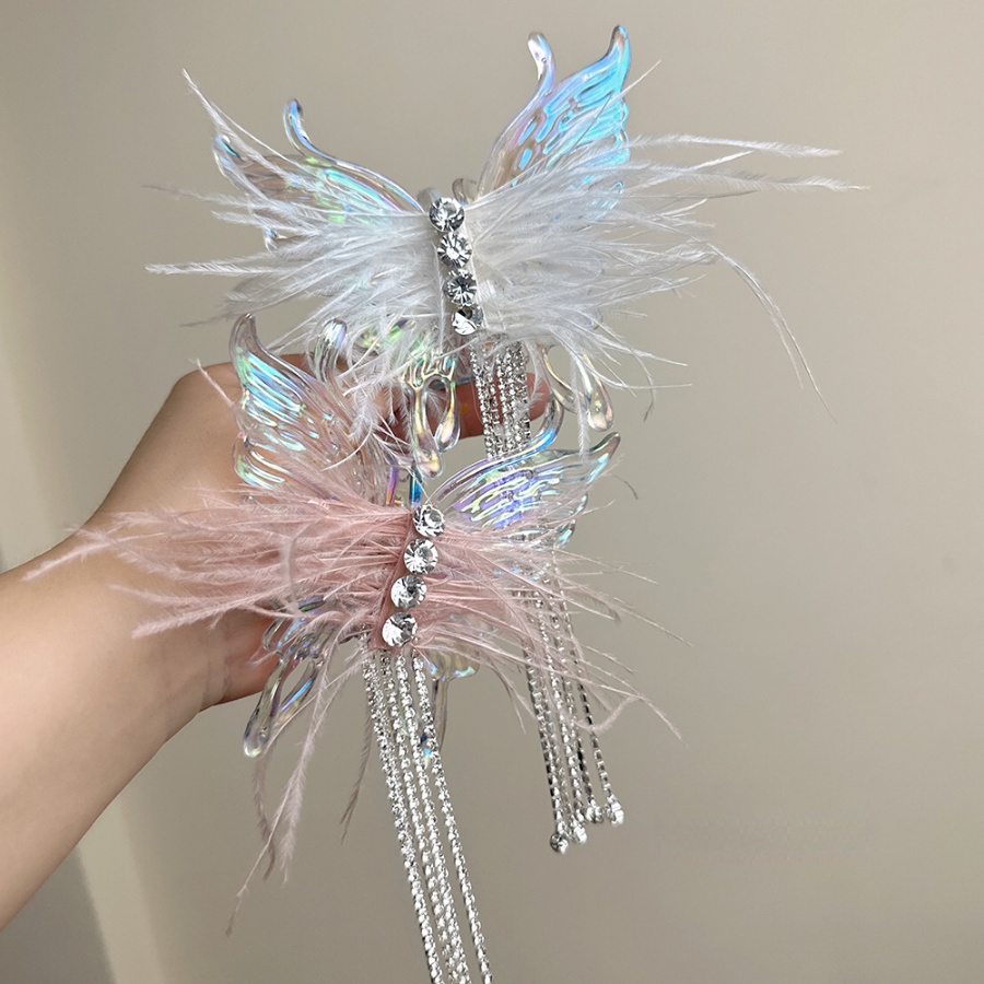 Korea Acrylic Bulu Berlian Imitasi Rambut Klip Kristal Rumbai Flash Jepit Rambut Hair Claw Woman Aksesoris Rambut