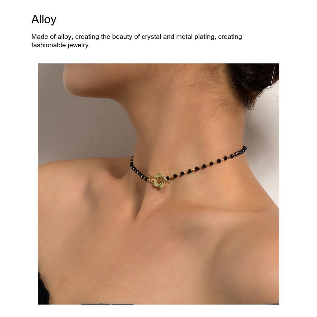 Kalung Choker Rantai Manik Kaca Kristal Mewah Portabel Kerah Kalung Rantai Leher Ulang Tahun Penampilan Indah