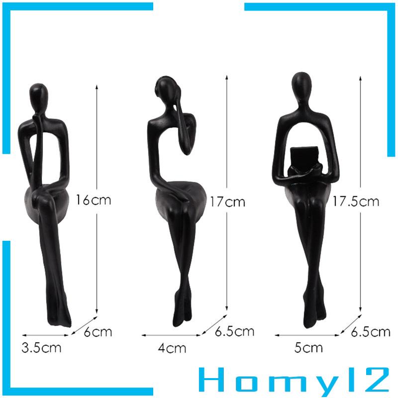 [HOMYL2] 3pcs Patung Thinker Duduk Abstrak Figurine Untuk Dekorasi Meja Rak