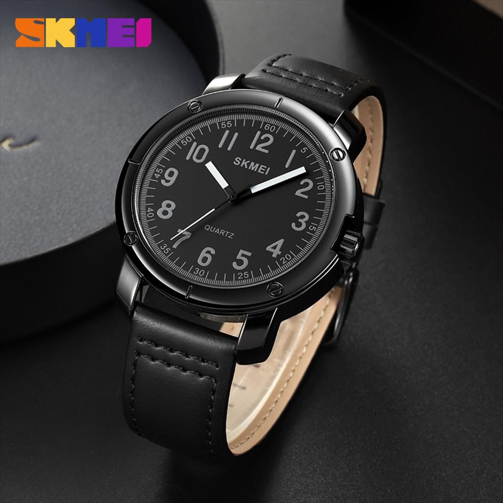 Jam Tangan Pria Analog SKMEI 1987 Leather Strap Anti Air Original