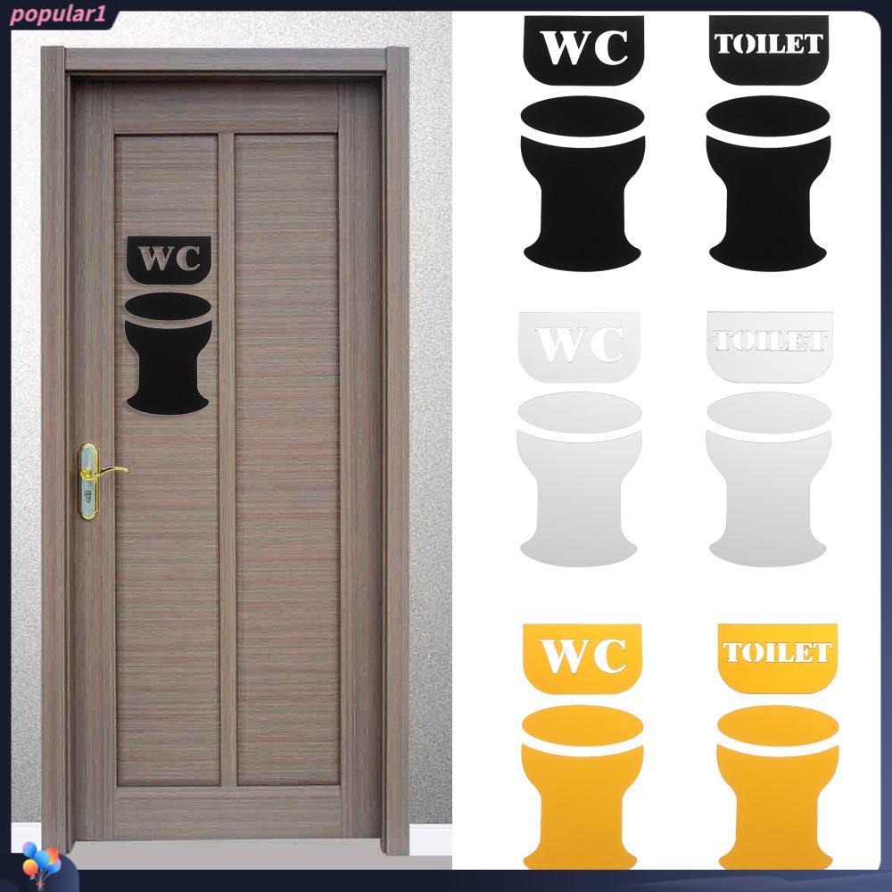 Populer Stiker Cermin WC/Toilet Modern Wall Art Dekorasi Kamar Mandi Tanda Pintu Huruf Inggris