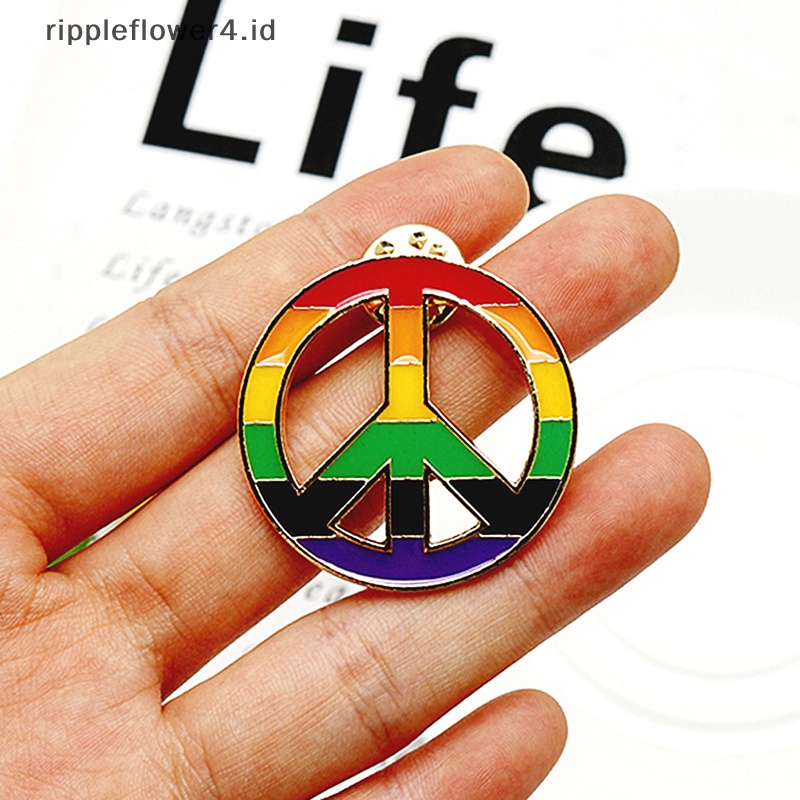 {rippleflower4.id} 1pcs Bros Pin Kerah Simbol Perdamaian Putaran Hippie Tanda Perdamaian Bus Lapel Pins~