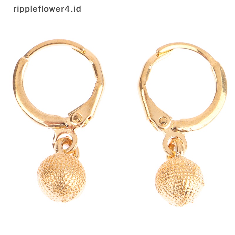 {rippleflower4.id} Perhiasan Lapis Emas Untuk Wanita Manik Liontin Kalung Anting Perhiasan Pernikahan Aksesoris Hadiah Pesta~