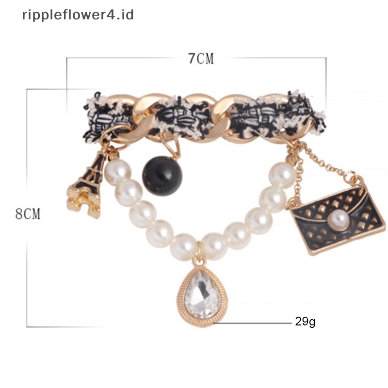 {rippleflower4.id} 1pc Bros Pewangi Aksesoris retro Wanita Mutiara Kristal Mewah Jaket pin  ~