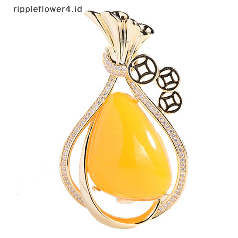 {rippleflower4.id} Bros Saku Uang Lilin Imitasi Desain Elegan Aksesoris Pakaian Pin Temperamen Aksesoris Pakaian~