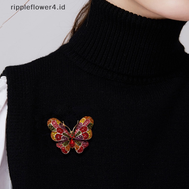 {rippleflower4.id} Bros Kupu-Kupu Berlian Imitasi Warna-Warni Berkilau Fashion Pesta Serangga Kantor Bros Pin Perhiasan Hadiah~