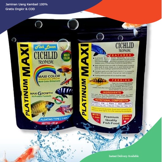 Pakan ikan CICHLID, pelet ikan cichlid, pakan ikan Cichlid premium maxi, pakan ikan PLATINUM MAXI CI
