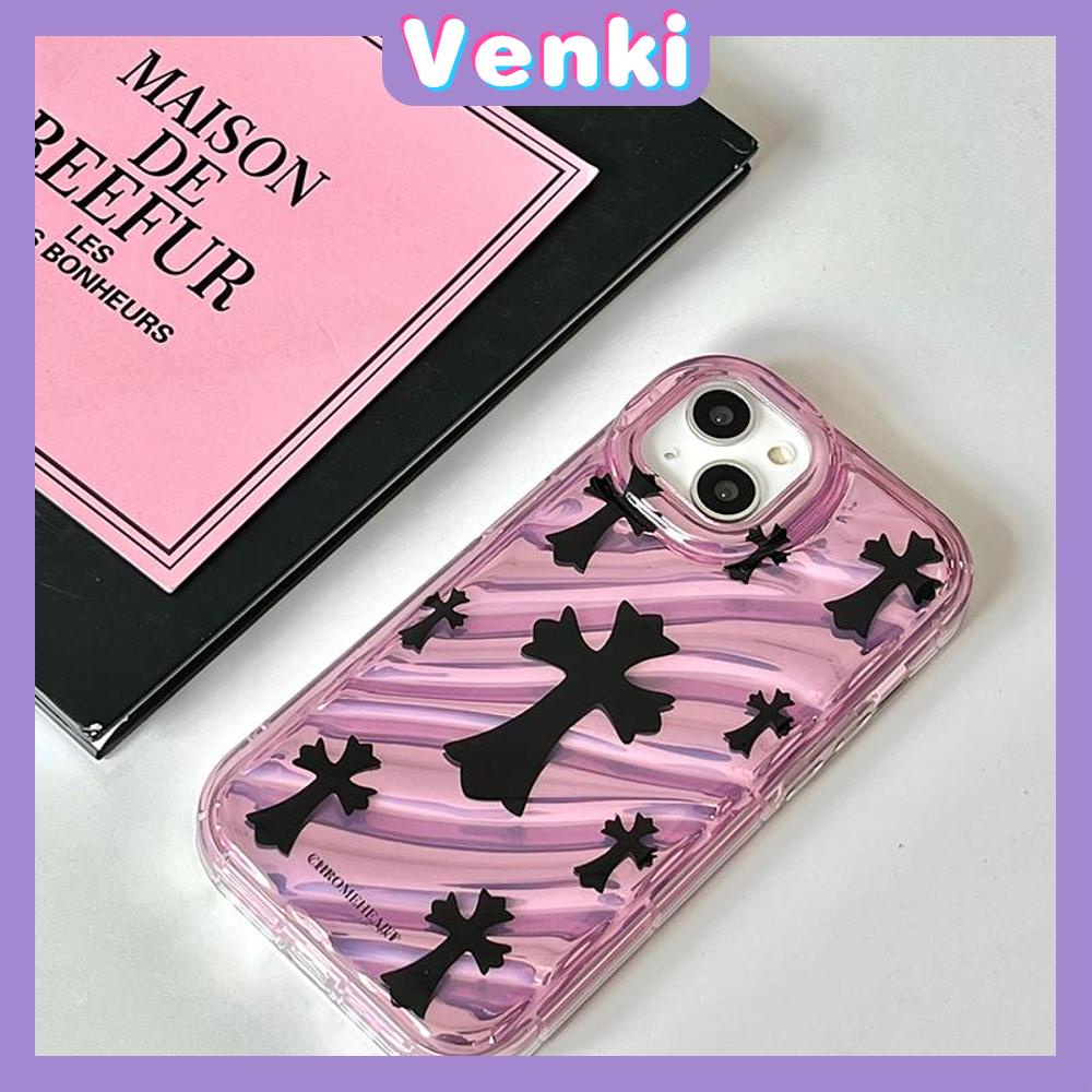 VENKI - Untuk iPhone 11 iPhone Case Laser Reflektif Bening Phone Case TPU Lembut Shockproof Airbag Ponsel Case Sederhana Cro Heart Kompatibel dengan iPhone 14 13 Pro max 12 Pro Max XR XR 7 8