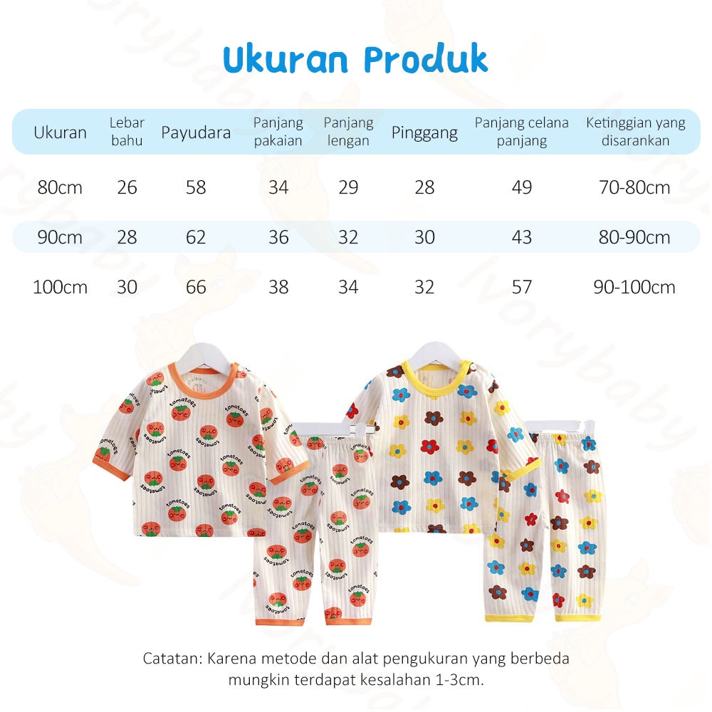 Ivorybaby Piyama setelan anak panjang Baju tidur piyama anak Piyama anak karakter