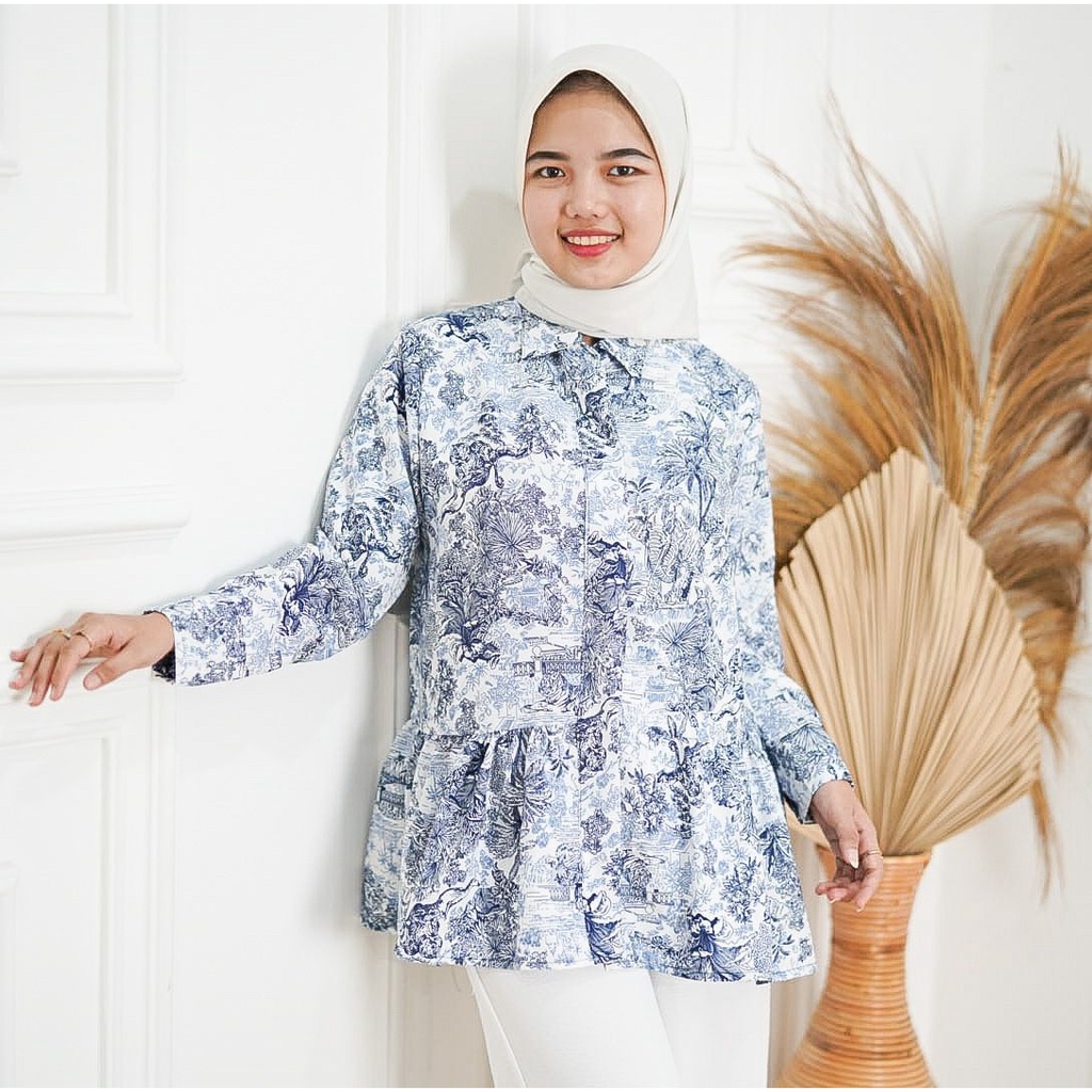 BEFAST - ZFS OOTD WANITA BLOUSE JAZI / HARVI DYOR PREMIUM BLOUSE / Atasan Wanita Lengan Panjang / Blouse Keluaran Terbaru / Pakaian Casual Wanita Kerja / Outfit Wanita Hijab Style / Blouse Motif Abstrak