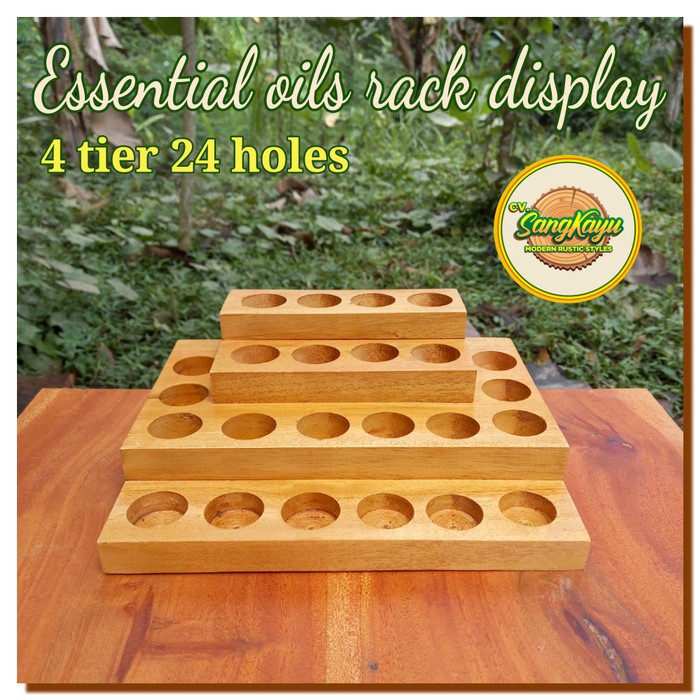 Minyak esensial oil display stand 4x24 slot tempat minyak aromaterapi | Rak oil young living | Rak o