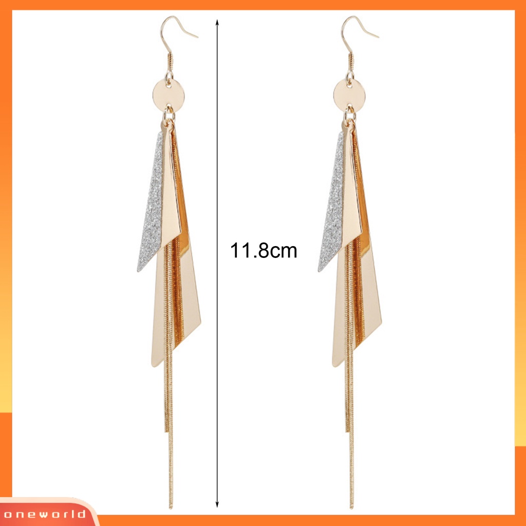 [WOD] 1pasang Anting Menjuntai Geometris Rumbai Panjang Anti Alergi Lady Drop Earrings Untuk Hadiah