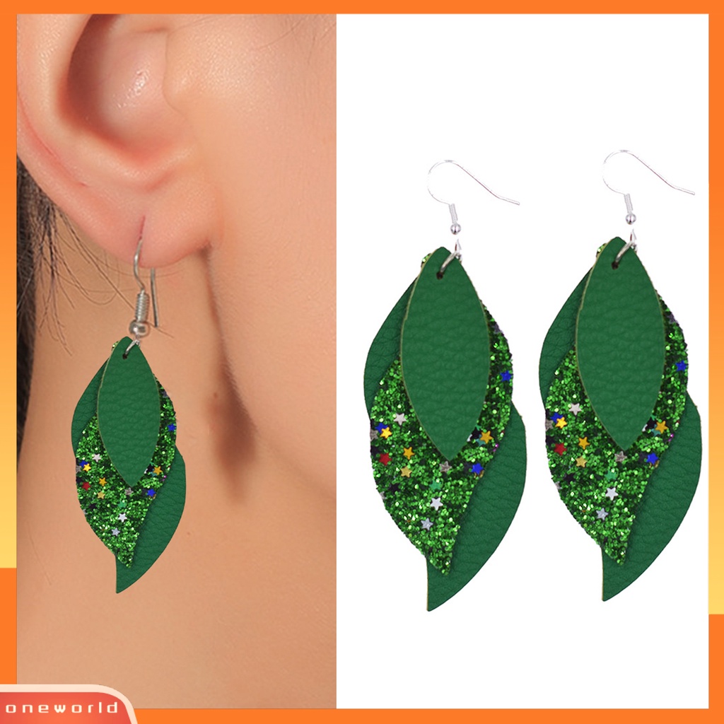 [WOD] 1pasang Tindik Indah Menawan Drop Anting-Anting Multi Layer Daun Menjuntai Kait Anting Perhiasan Fashion