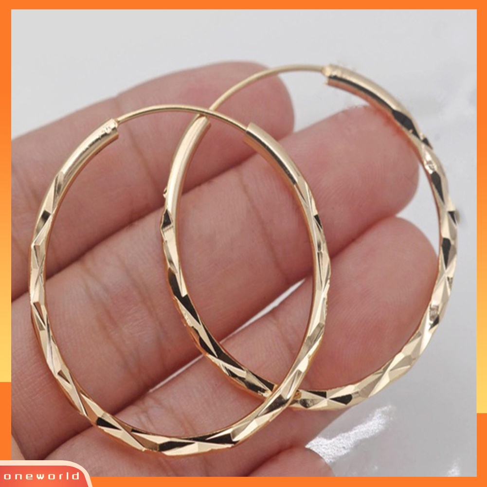 [WOD] Fashion Wanita Besar Cembung Lingkaran Pernyataan Hoop Earrings Perhiasan Pesta Malam