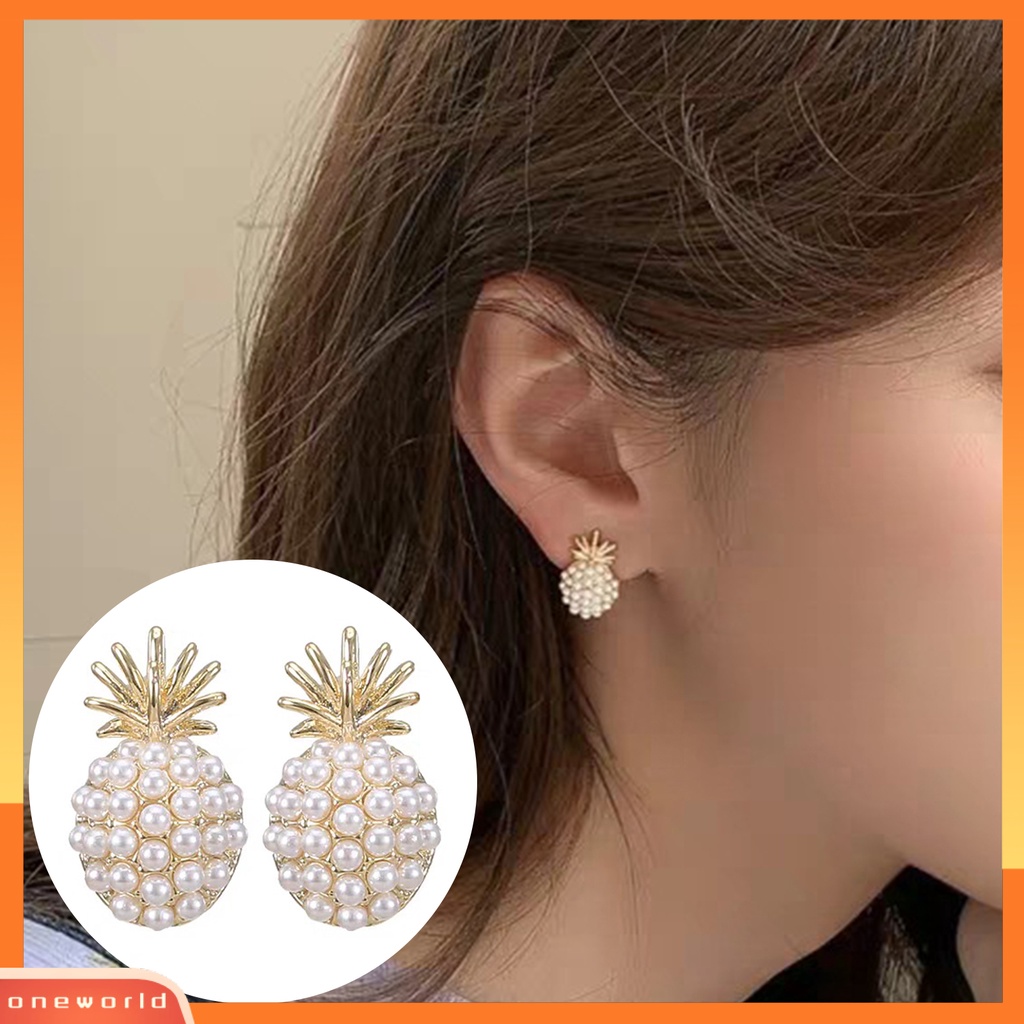 [WOD] 2pcs Anting Stud Indah Retro Metal Bentuk Nanas Ear Stud Untuk Pesta