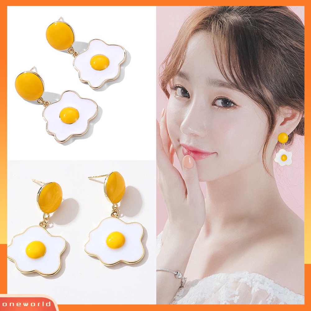 [WOD] Wanita Fashion Telur Rebus Menjuntai Stud Anting Telinga Klip Pesta Perhiasan Hadiah