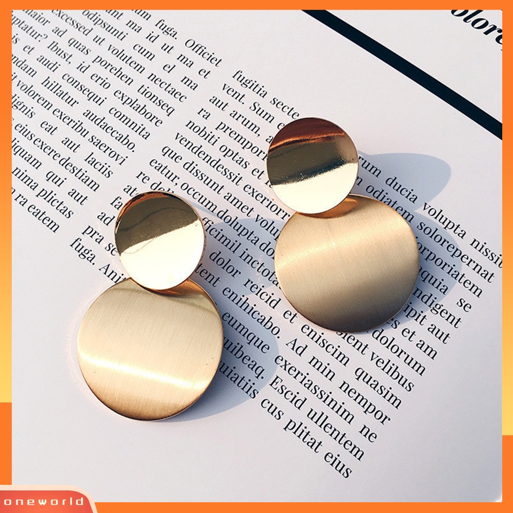 [WOD] Wanita Fashion Disk Tidak Teratur Matte Ear Stud Earrings Perhiasan Pesta Hadiah Ulang Tahun