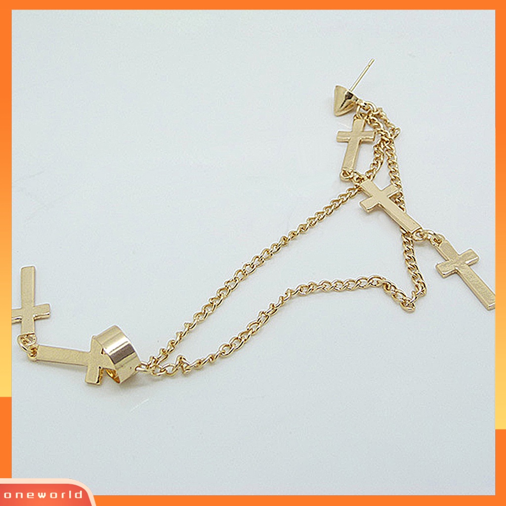 [WOD] 1pc Manset Telinga Cross Juntai Serbaguna Alloy Wanita Fashion Punk Ear Crawler Untuk Wanita