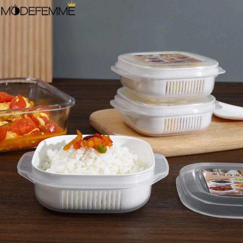 Pengawet Buah Sayur Tetap Segar Box Freezer Kotak Penyimpanan Makanan Sealed Food Storage Container Microwave Oven Kantor Kulkas Kotak Penyimpanan Beras Impor Jepang Lunch Box