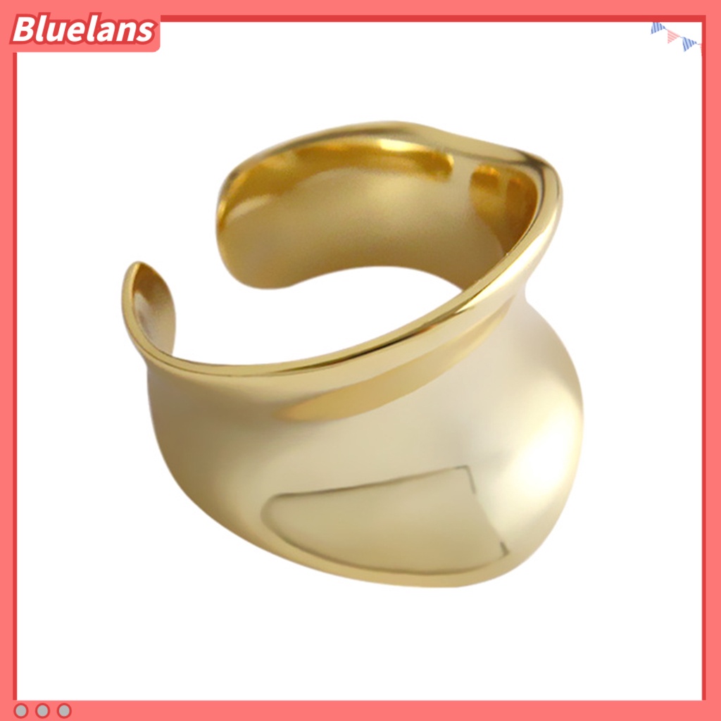 [BLS] Shiny Cekung Permukaan Wanita Cincin Punk Hip Hop Dipoles Geometris Terbuka Adjustable Wanita Jari Cincin Fashion Perhiasan Hadiah