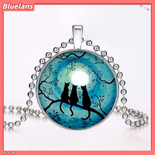 [BLS] Retro Lady Tiga Kucing Bersinar Dalam Gelap Liontin Pesona Kalung Steampunk Perhiasan