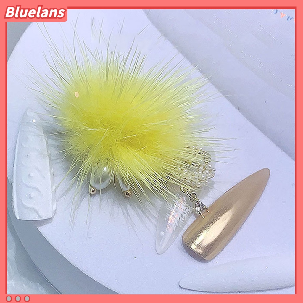 [BLM] Detachable Nail Faux Fur Ball DIY Dengan Liontin Mutiara Imitasi 3D Nail Art Dekorasi Bola Pom Aksesoris Untuk Manicure