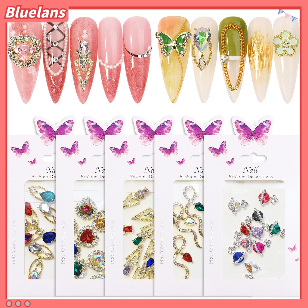 [BLM] 1pak Nail Art Berlian Imitasi Multiguna Efek 3D Shiny DIY Manicure Decoration Love Heart Kristal Rhinestones Decor Untuk Nail Art Belajar