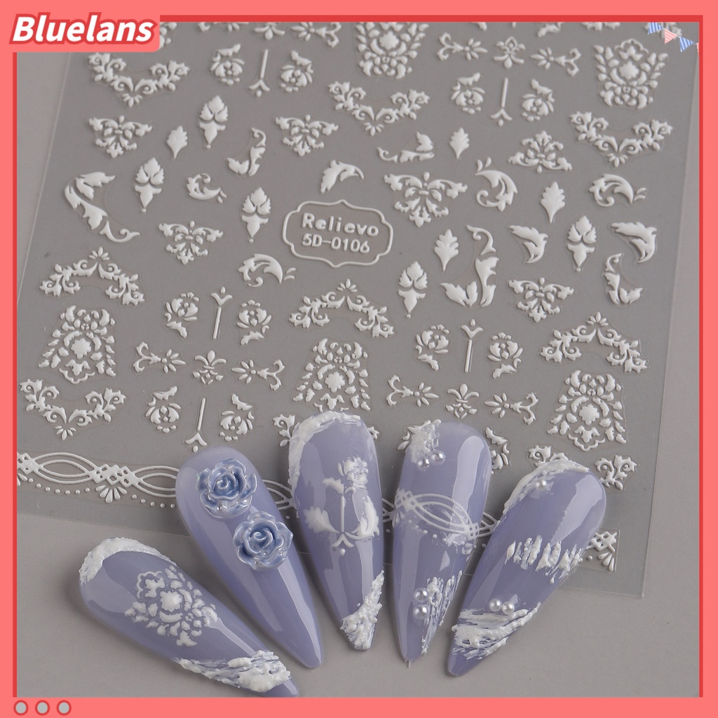 [BLM] Stiker Nail Art Perekat Diri 5D Relief Efek 3D Tidak Luntur DIY Gaya Jepang Motif Bunga Manicure Decals Salon Kuku Pasokan