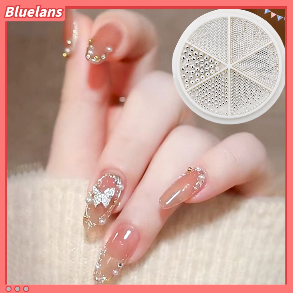 [BLM] 1kotak 0.8-3mm Manik-Manik Kuku 6kisi DIY Kombinasi 3D Desain Bulat Dipoles Manicure Decor Multi-Ukuran Nail Art Baja Kecil Manik-Manik Caviar Perlengkapan Salon Kuku