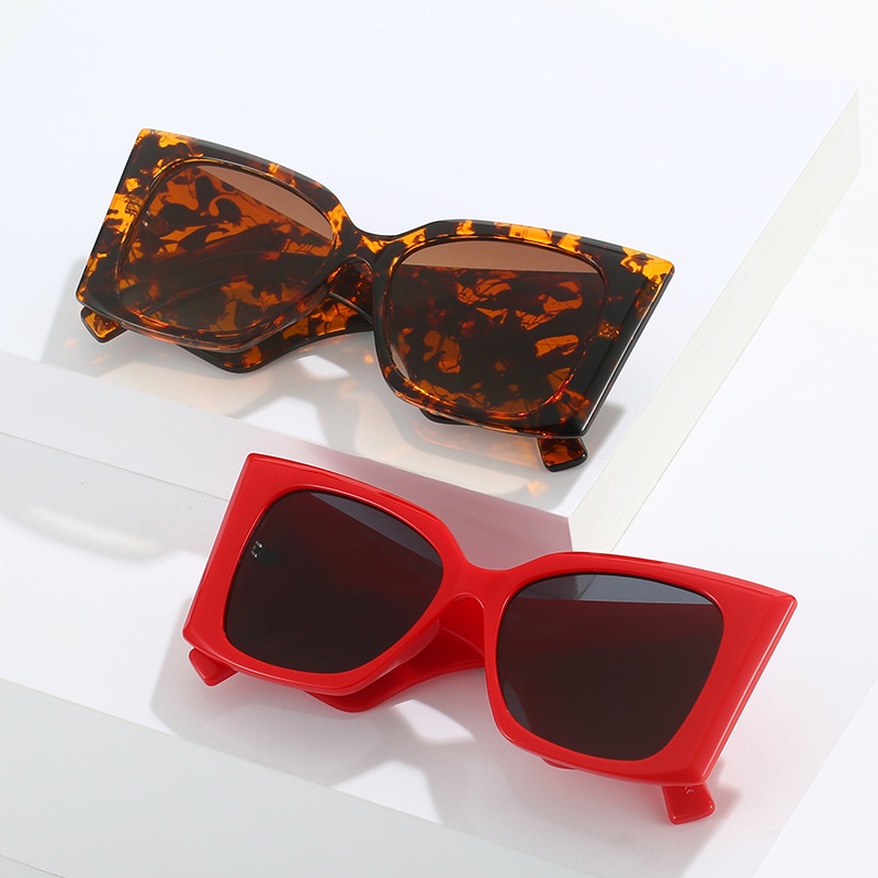 (YUZHU) Western Fashion Oversized Frame Sunglasses Untuk Wanita Cyberpunk Hip Hop Lebar Temple Sunglasses