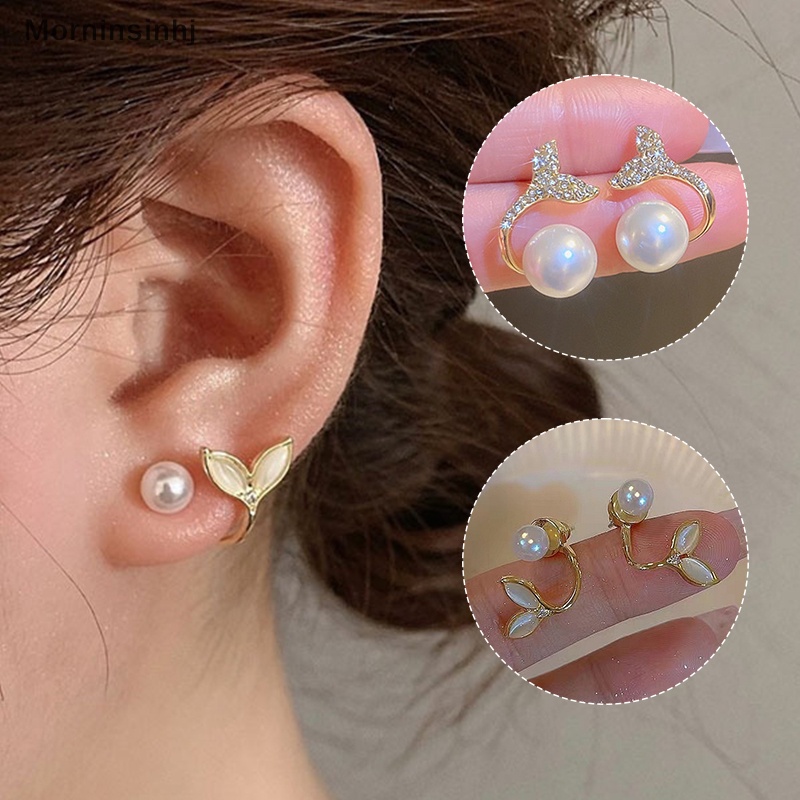 Mornin Anting Mutiara Fishtail Temperamen Korea Anting Simple Elegan Untuk Wanita Ear Studs id