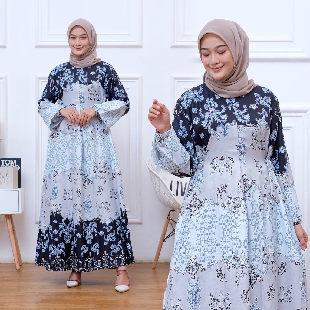 BAJU FASHION WANITA/Baju Gamis Haiva Armani silk Berkualitas Resleting Depan Baju Muslim Wanita Dewa