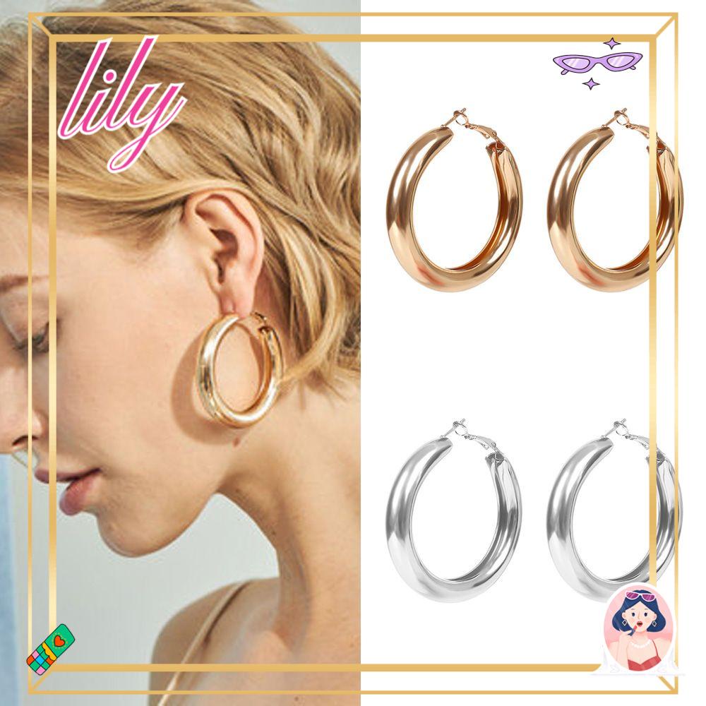 Lily Anting Hoop Hiphop Wanita Perhiasan 50mm Bulat Lingkaran