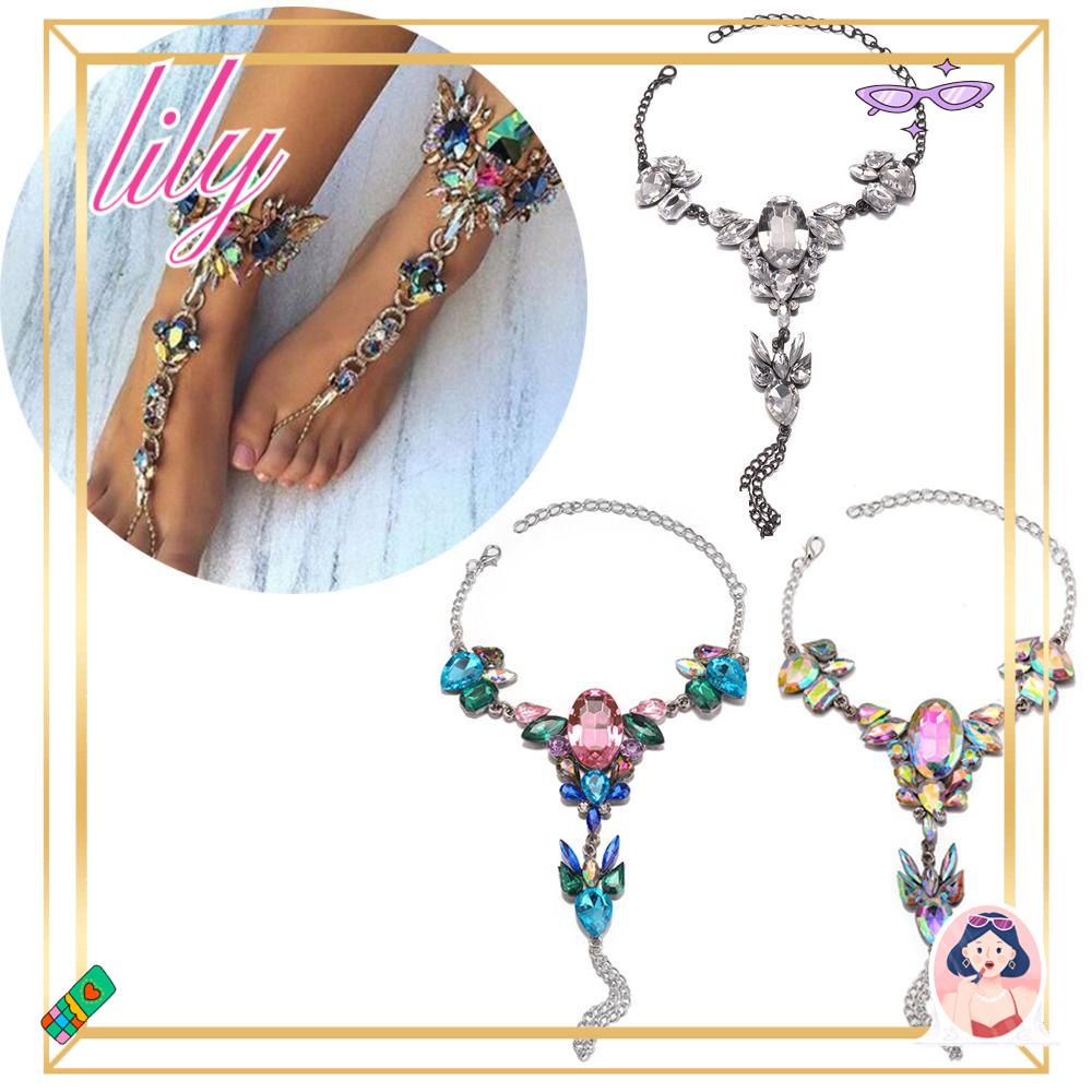 Lily Gelang Kaki Rantai Baru Kaki Dekorasi Wanita Supply Permata Bunga Liontin Kaki Perhiasan