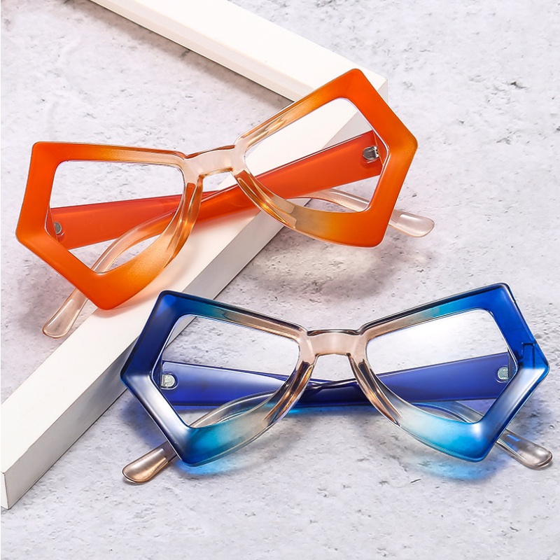 (YUZHU) Desain Mode Baru Kacamata Kebesaran Tidak Teratur Cat Eye Anti Blue Light Colorful Butterfly Eyeglasses