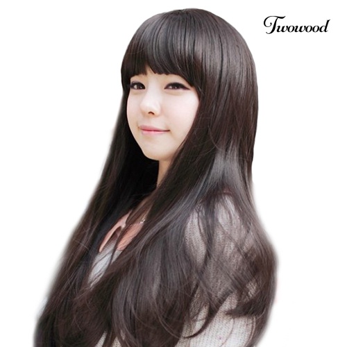 Twowood Fashion Wanita Gadis Seksi Panjang Slight Curly Cosplay Pesta Wig Rambut Penuh+Topi Wig