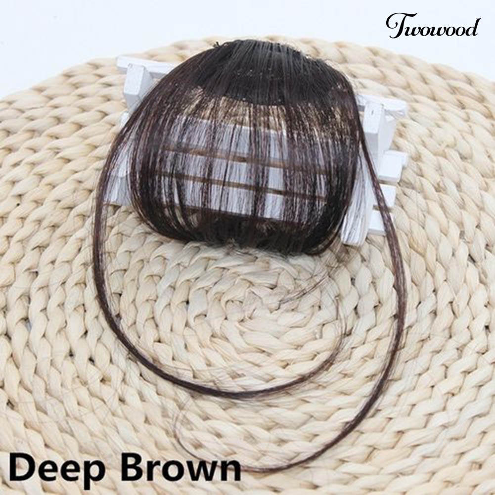 Twowood Fashion Wanita Tipis Klip On Air Bang Front Fringe Wig Hair Extension Sopak