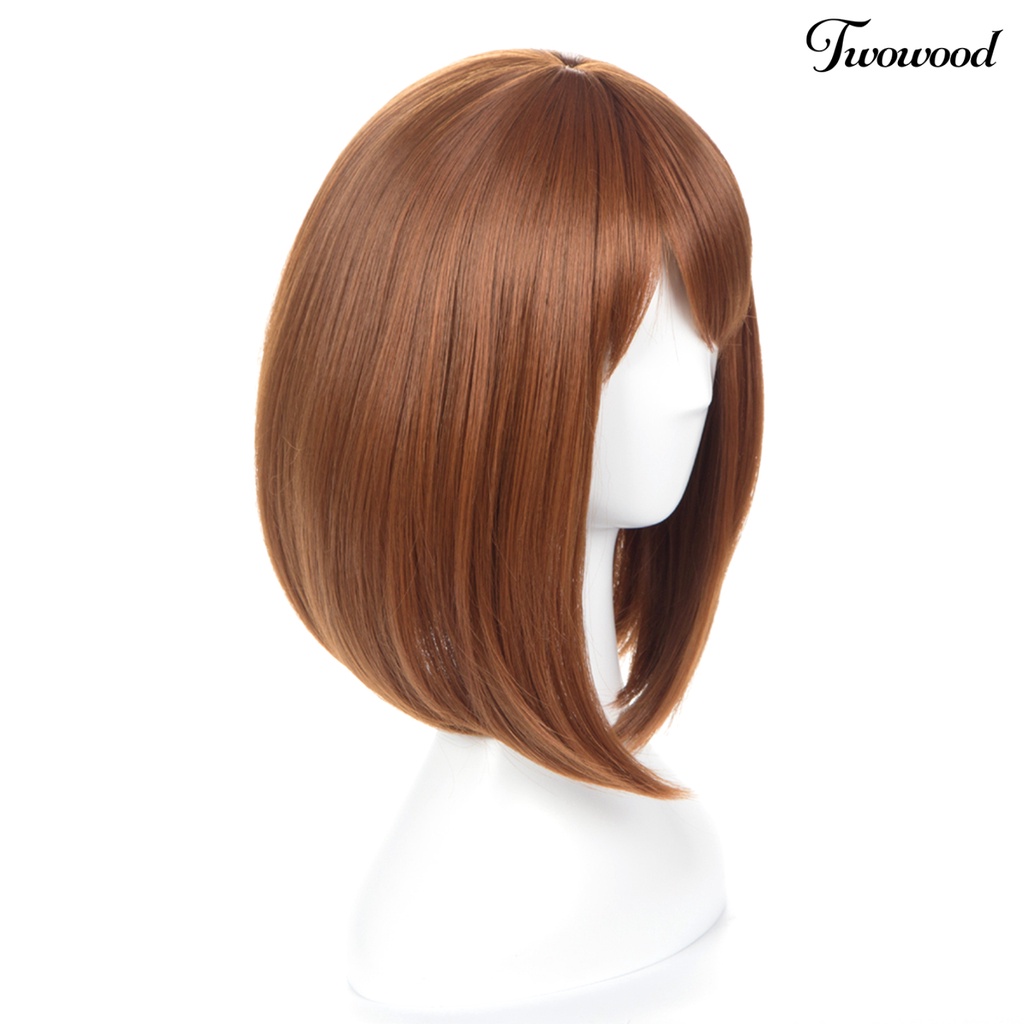 Twowood Fashion Wanita Pendek Lurus Rambut Sintetis Bobo Wig Cosplay Pesta Sopak