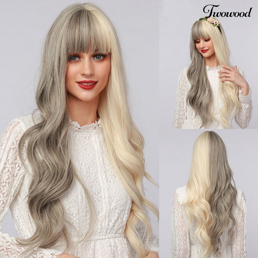 Wig Cosplay Twowood Permukaan Halus Ultra Panjang Breathable Two Tone Ombre Color Wig Rambut Wanita Untuk Perempuan