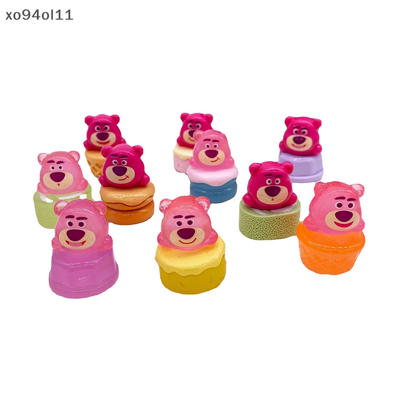 Xo 1Pc Luminous Manyo Ornamen Mini Kartun Strawberry Beruang Boneka Mikro Lanskap Dekorasi Rumah Boneka Miniatur Mainan OL