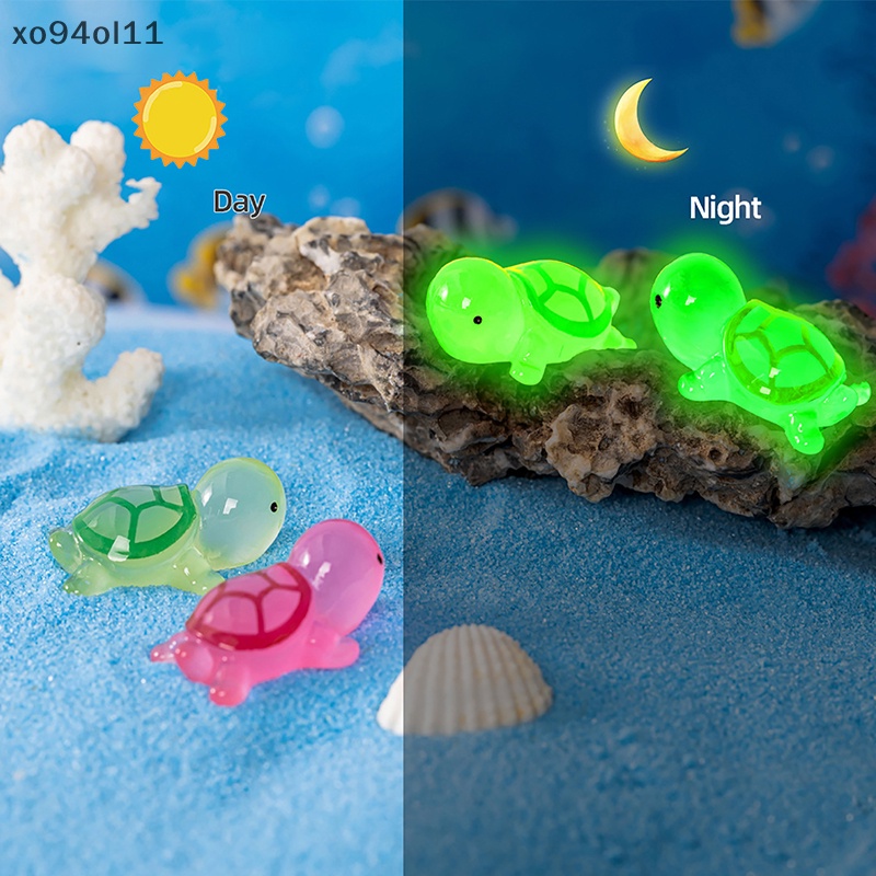 Xo 3Pcs Luminous Turtle Ornament Mini Warna Kartun Kura-Kura Micro Landscape Dekorasi Rumah Boneka Miniatur Mainan OL